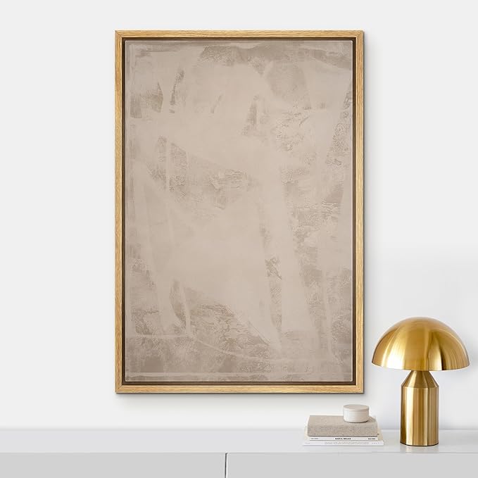 IDEA4WALL Framed Canvas Print Wall Art Neutral Geometric Abstract Minimalist Beige Illustrations Modern Art Contemporary Relax/Calm for Living Room, Bedroom, Office - 16"x24" NATURAL