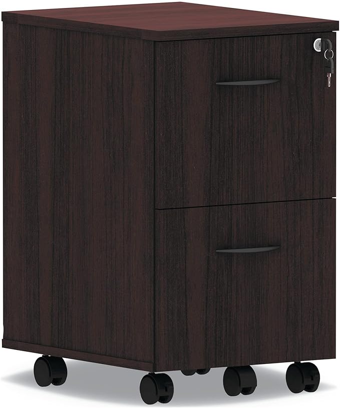 Alera Alera Valencia Series Mobile Pedestal, Left Or Right, 2 Legal/Letter-Size File Drawers, Mahogany, 15.38" X 20" X 26.63"
