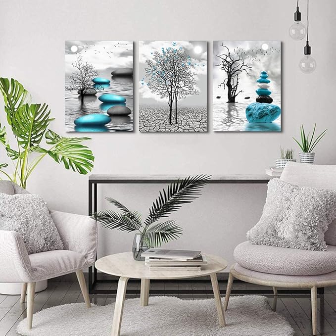 Lapremoly Wall Decor For Living Room Canvas Wall Art For Bedroom Office Decoration Black And White Wall Paintings Inspirational Abstract Blue Pictures Canvas Prints Frame Artwork Home Decor 16x24