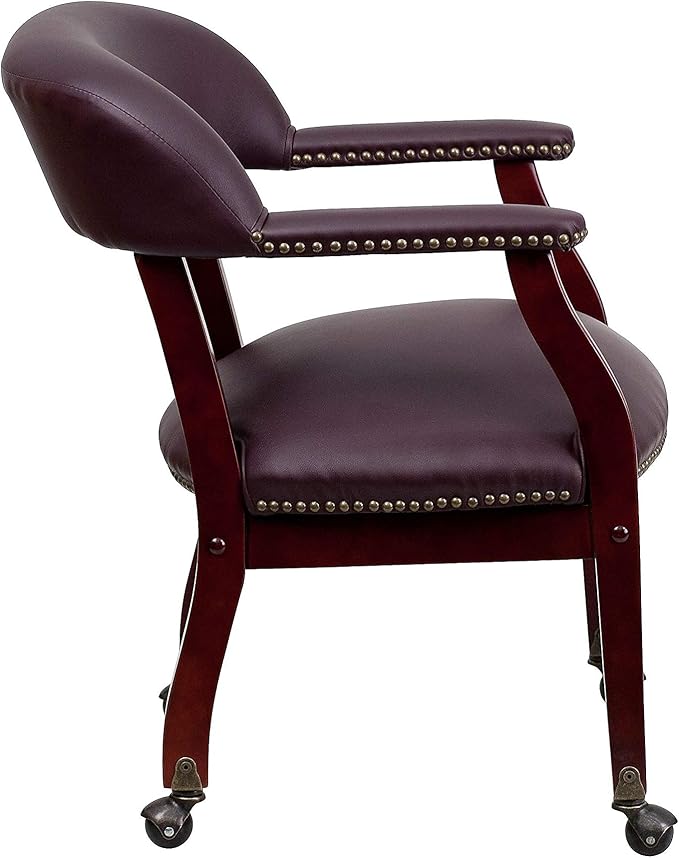 Flash Furniture Diamond Burgundy LeatherSoft Conference Chair with Accent Nail Trim and Casters