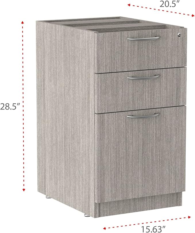 Alera Alera Valencia Series Full Pedestal File, Left/Right, 3-Drawers: Box/Box/File, Legal/Letter, Gray, 15.63" x 20.5" x 28.5"