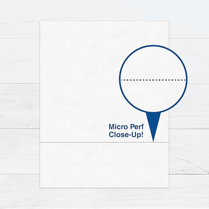 PrintWorks Professional 3" Horizontal Perforated Paper 8.5” x 11” - Perfect For W-2, 1099, & Statement Use - Made in the USA - 500 Sheets - 24 Lb - Printer Compatible - White (04168)