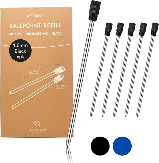 MESMOS Ballpoint Pen Refills 2.75inch (7cm) Pen Refills 1.0mm Medium Tip,Pen Replacement Cartridges Twist Pens and Crystal Ball Point Pens, fits The Mesmos Glorious Pen Set (Black Ink)