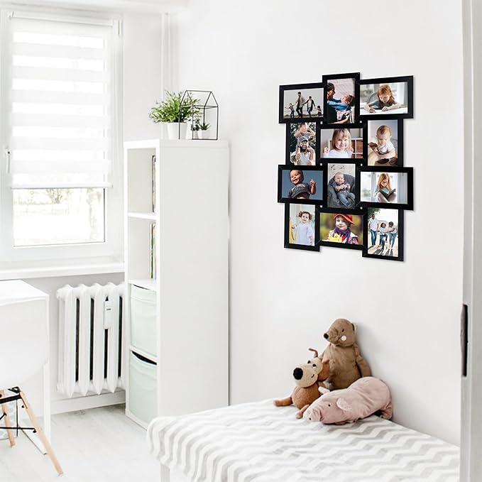 HELLO LAURA Collage Picture Frames for Wall 12 Openings - Black Photo Frames Display Multiple Photos for Wall Hanging Photo Frame Christmas Gifts for Family Friends Lover