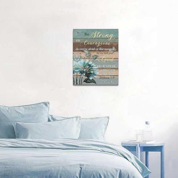 Christian Wall Art Bible Verse Floral Pictures Wall Decor Religious Scripture Flower Canvas Painting Modern Home Decoration Artwork for Bathroom Bedroom Living Room Office Framed 16"x20"
