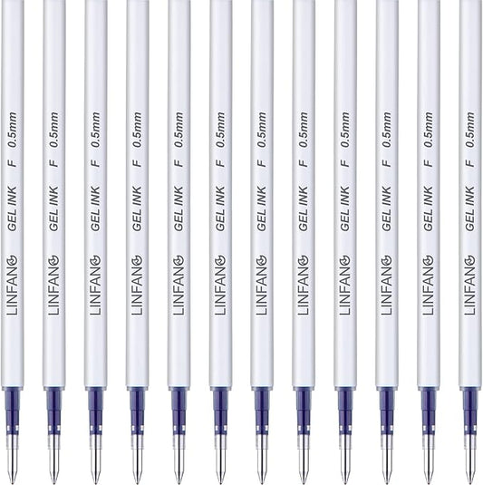 Blue Gel Pens Refills, 12 Pack Retractable Ink Pens, Fine Point 0.5mm Tip Smooth Writing Quick Dry Pens for Journaling Writing School Office Supplies (12 Blue)