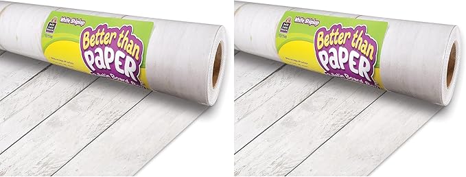 Teacher Created Resources White Shiplap Pinboard | Better Than Paper | Bulletin Board Roll | Pack of 2