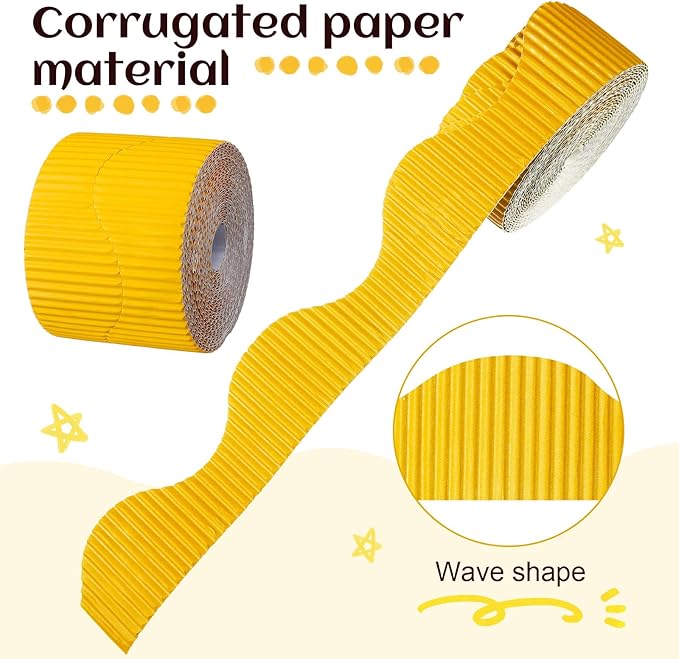 Harloon 6 Pcs 300ft Bulletin Board Borders Bulk Classroom Scalloped Borders Poster Cork Bulletin Board Trim Decor for 100 Day of School Teacher Students Supplies, 6 Colors