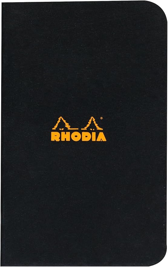 Rhodia Slim Staplebound Notebooks - Graph 48 sheets - 3 x 4 3/4 in. - Black cover