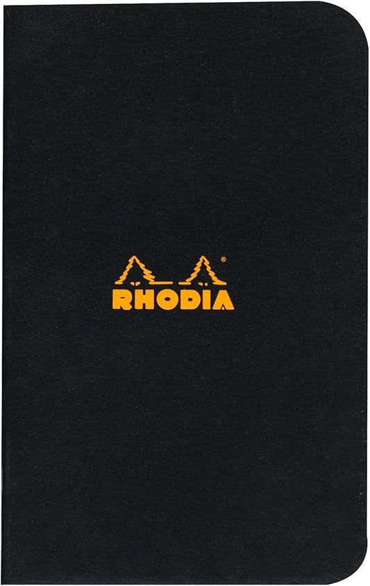 Rhodia Slim Staplebound Notebooks - Graph 48 sheets - 3 x 4 3/4 in. - Black cover