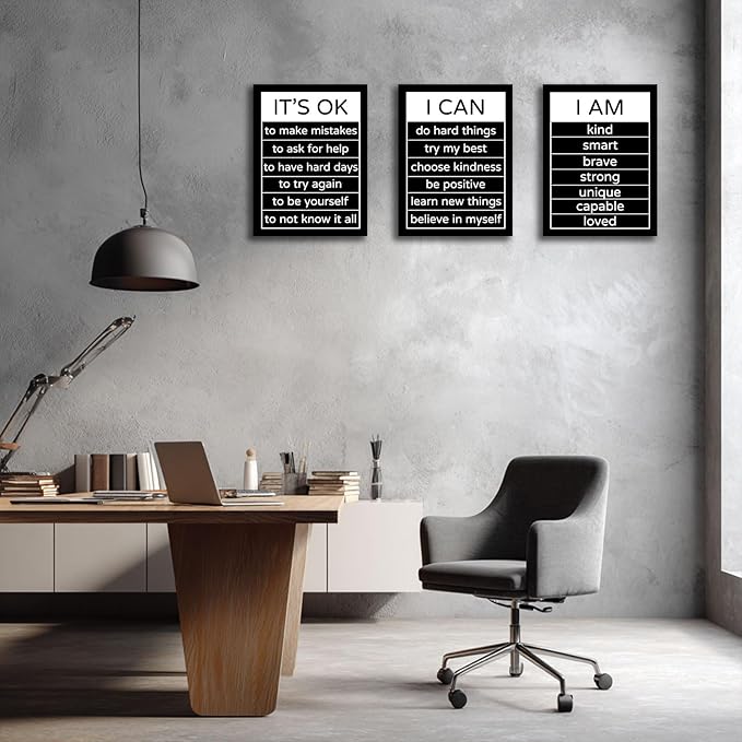 Halioyo Motivational Wall Art Decor Inspirational Canvas Wall Art Positive Affirmation Quotes Poster Decor for Bedroom Living Room Classroom Dorm Office, 24x36inchx3pcs