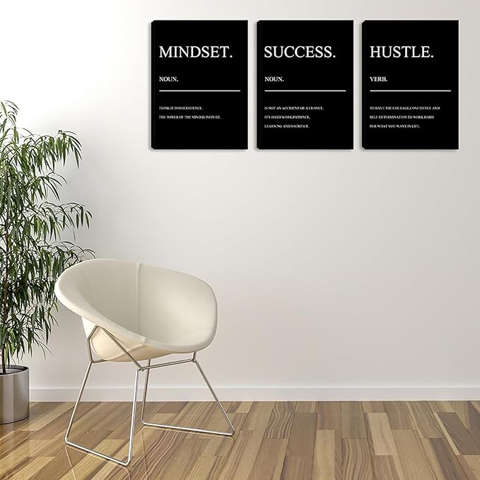 Large Motivational Black Quotes Success Posters Office Wall Decor Artwork Inspiring Hustle Painting Prints Inspirational Canvas Wall Art Home Living Room Bedroom Framed Artwork (72" Wx36 H)