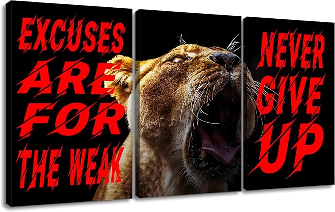 Inspirational Canvas Wall Art Excuses Are For The Weak Poster Print Entrepreneurs Quotes Picture Painting Talent Phrase Wall Decor for Office School Wall Decoration Stretched and Framed [48''Wx24''H]