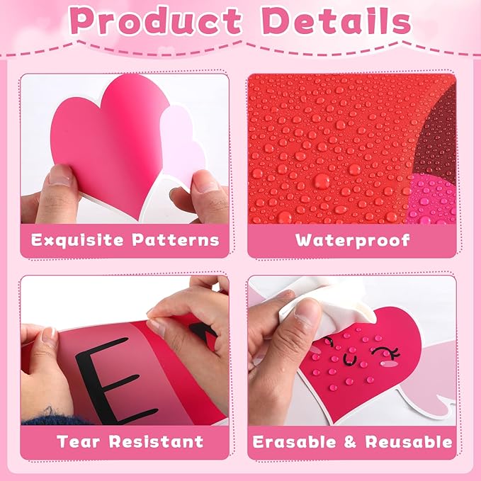 OBUSATT Valentine's Day Bulletin Board Set Valentine 100 Reason Love School Classroom Decoration 100 Days of School Bulletin Board Love Heart Cutouts for Classroom Home Door Chalkboard Wall Decor