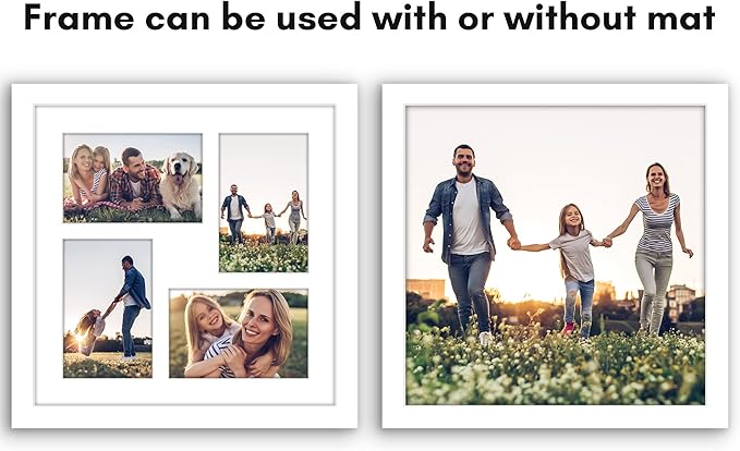 Americanflat 4x6 Collage Picture Frame with Shatter-Resistant Glass - Fits Four 4x6 Photos or Use as One 12x12 Picture Frame - Signature Collection - Collage Frames for Wall Display - White