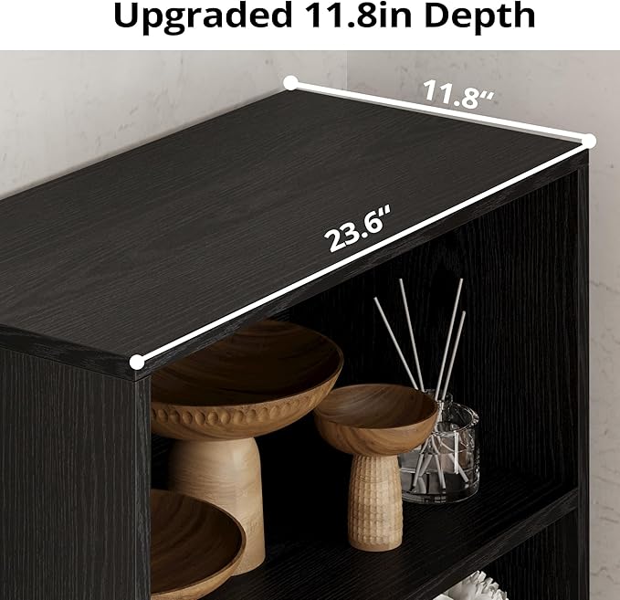 IRONCK Industrial Bookshelves and Bookcases with Doors 11.8 in Depth Floor Standing 5 Shelf Display Storage Shelves Tall Bookcase for Home, Office, Living Room