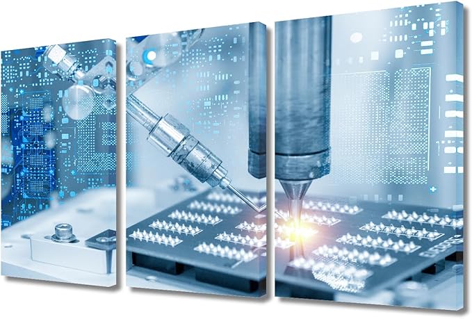 Soldering Machine Canvas Paintings for Wall Decorations Welding Prints Wall Art 3 Pieces Wall Art Canvas Artwork Wall Decor Boys Room Decor Framed Wall Art Bedroom Wall Decor, 36x24 Inch