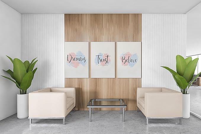 3 Piece Canvas Wall Art, Motivational Quotes Dreams Trust Believe Print Pictures for Office, Women Inspirational Framed Artwork Home Decor 20"x30" x 3 Pcs