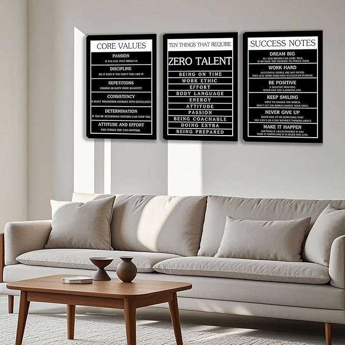 3 Panel Print Canvas Wall Art Motivational Office Wall Decor Painting Inspirational Posters Modern Inspiring Artwork for Home Living Room Bedroom Wall Decor Office Wall Art Ready to Hang - 48"Wx24"H