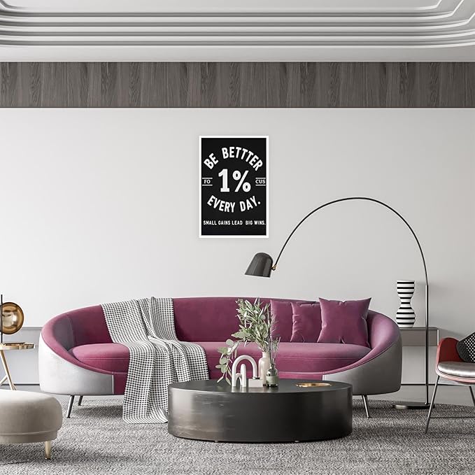 Inspirational Motivation 1% Better Every Day Canvas Poster Entrepreneur Success Life Saying Wall Art Hustle Inspiring Sign Prints Painting For Home Office Wall Decor 16x24in Unframed