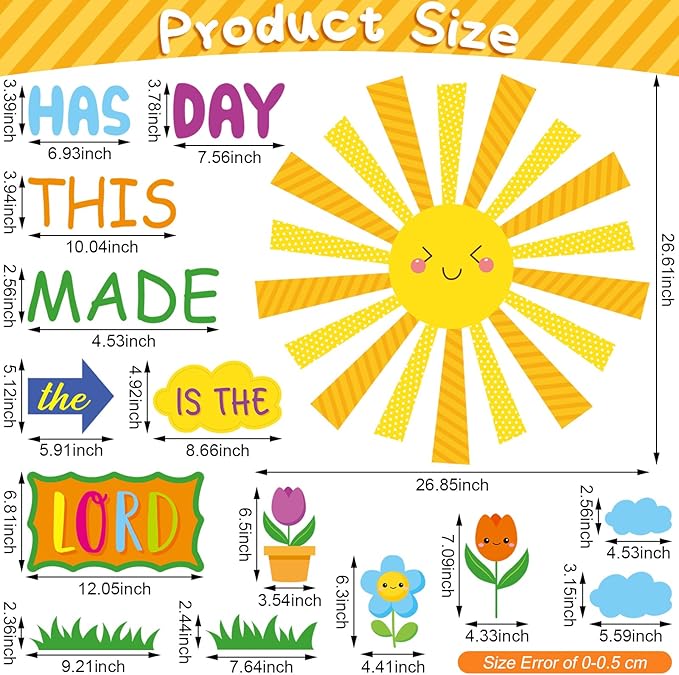 150 Pcs Spring Christian Bulletin Board Set Sunday School Bulletin Board Inspired Religious Classroom Decoration for Teacher Sunday School VBS Bible Church Summer Wall Decor(Bright Colors)