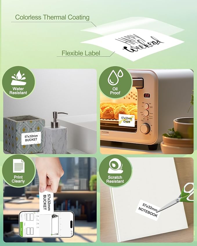 Phomemo M220 Label Maker White & 1 Roll White Thermal Label 2.25"x 1.25"(57x32mm), Upgrade 3 Inch Barcode Portable Printer, for Office & Small Business, Compatible with Phones&PC