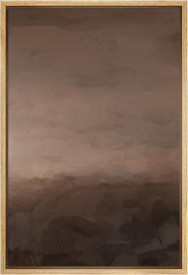 SIGNFORD Framed Canvas Print Wall Art Moody Brown and Earthy Abstract Minimalist Illustrations Modern Art Decorative Relax/Calm for Living Room, Bedroom, Office - 16"x24" Natural
