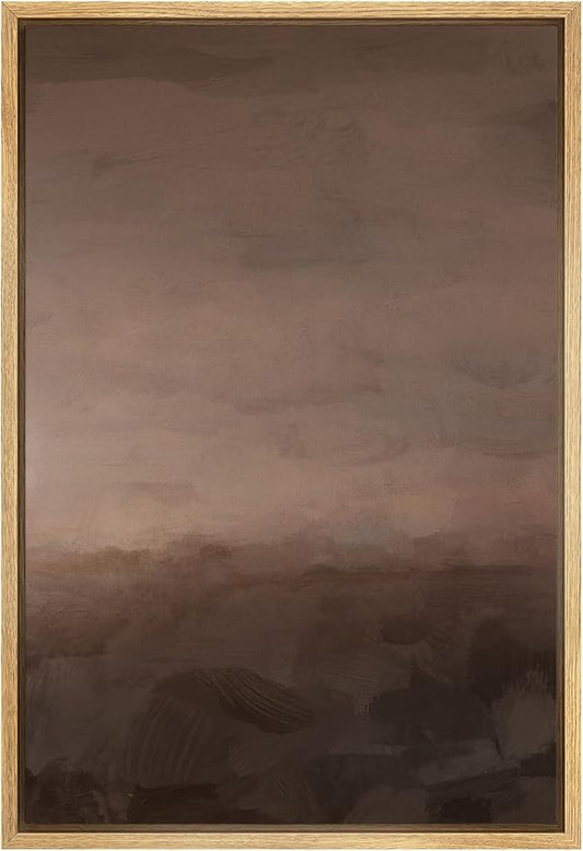 SIGNFORD Framed Canvas Print Wall Art Moody Brown and Earthy Abstract Minimalist Illustrations Modern Art Decorative Relax/Calm for Living Room, Bedroom, Office - 16"x24" Natural