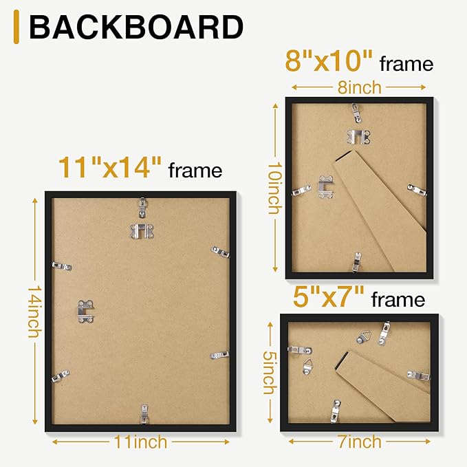 decorUhome Assorted Picture Frames Collage Wall Decor for Photo Gallery Display Set of 7 Including One 11x14 / Two 8x10 / Four 5x7 for Family Wall Decor, Distressed Brown, 7 Pack