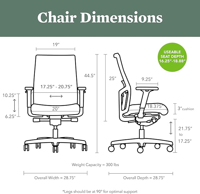 HON Ignition 2.0 Fabric Office Chair, Upholstered, Adjustable Arms, Advanced Synchro-Tilt Recline Executive Ergonomic Office Chair, Black Frame, Bark