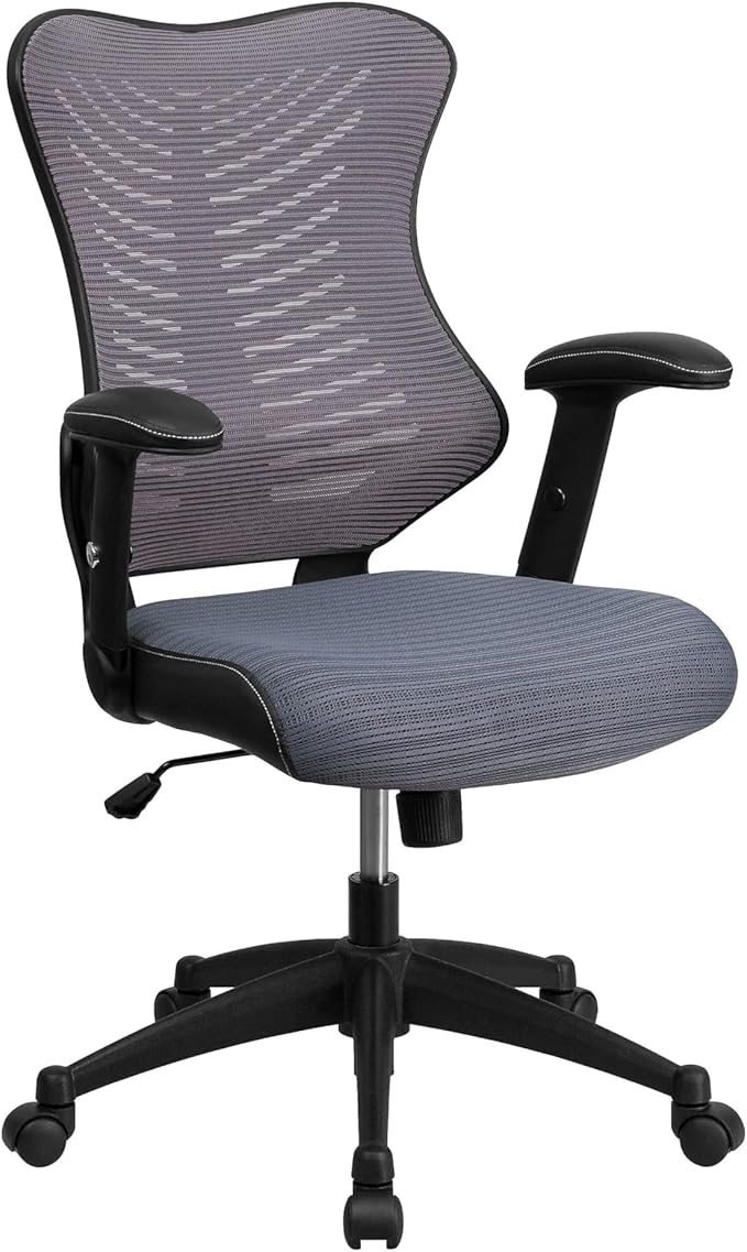 Flash Furniture Kale High Back Designer Gray Mesh Executive Swivel Ergonomic Office Chair with Adjustable Arms