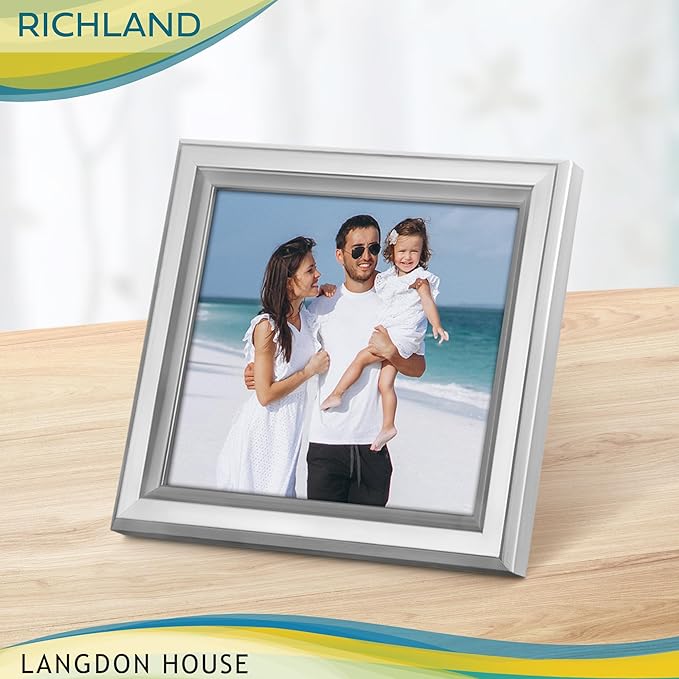 Langdon House - 4x4 Silver Picture Frame - Distinguished Edging for Classic Style - Richland Collection