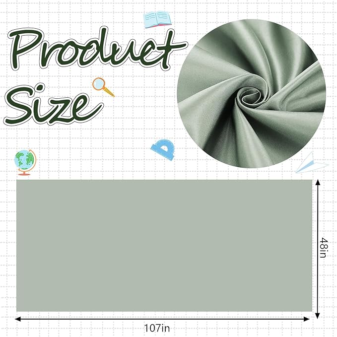 Bulletin Board Fabric 48 '' x 107 '' Class Fabric for Classroom Bulletin Board Decor, Pillows, Curtains, Crafts(Sage Green)