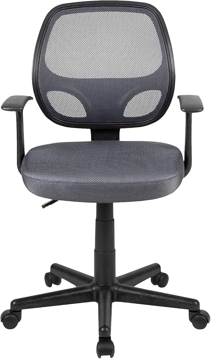 Flash Furniture Flash Fundamentals Mid-Back Gray Mesh Swivel Ergonomic Task Office Chair with Arms