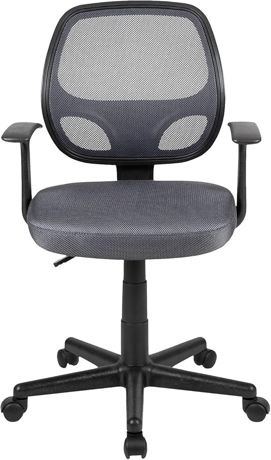 Flash Furniture Flash Fundamentals Mid-Back Gray Mesh Swivel Ergonomic Task Office Chair with Arms