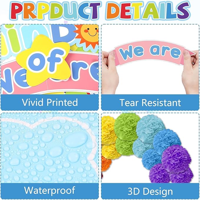 3D We are A Rainbow of Possibilities Bulletin Board Decorations Colorful Rainbow Bulletin Board Motivational Rainbow Themed Classroom Decor for Back to School Chalkboards Wall