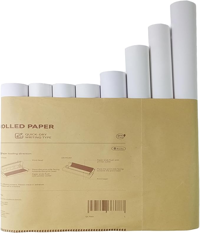 iooioo, 8 rolls, thermal printer paper 8.5x11 letter size, rolled, BPA free. For aixiqee, IOOIOO, GUTHERREN, minzhi, Jadens, Gloryang, Peripage, Munbyn, Hprt, Phomemo, other printers(lasting 3 years)
