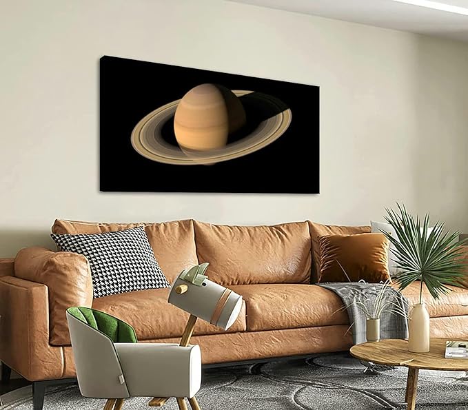 Canvas Wall Art for Living Room Bedroom Saturn planet Gas 3D Big planet ring Big Large Wall Art Decor Framed Painting Wall Pictures Prints Artwork Office