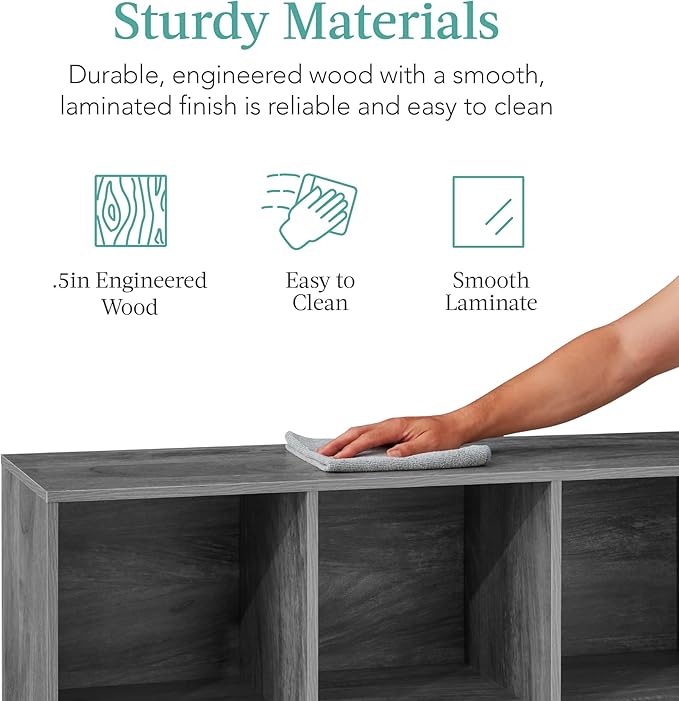 Best Choice Products 6-Cube Storage Organizer, 11in Shelf Opening, Bookcase, Display Shelf, Customizable w/ 3 Removable Back Panels – Dark Gray