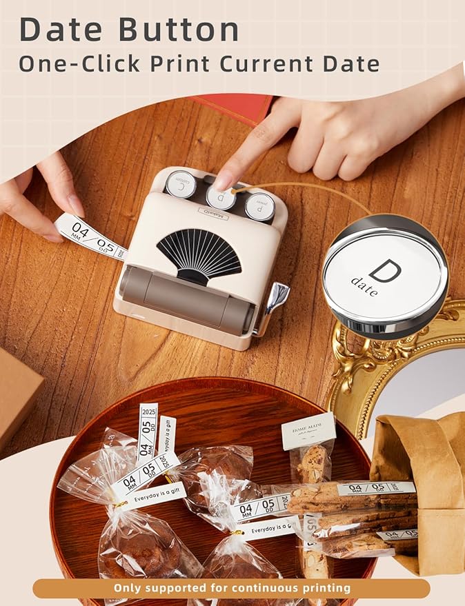 MakeID Q1 Label Maker Machine with 3 Tapes - Portable Bluetooth Label Makers for Home & Office Organization - Compatible with Apple iOS & Android - Clear Prints, Custom Templates & Fonts, Retro Design