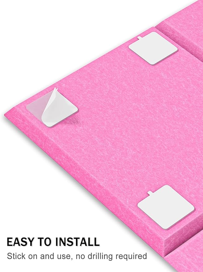 Hsurbtra Cork Board for Wall 24 x 18 Inch, 6 Pack Felt Bulletin Notice Board with Pushpins for Office Home School Farmhouse Wall Decor, Pink