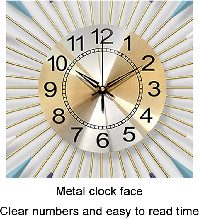 Wall Clock Art Simple Wall Clock Large Metal Wall Clocks Sunburst 3D Wall Clock with Silent Quartz Movement Modern Non Ticking Clock for Living Room, Bedroom, Office,68cm Wall Decor Clock Hello ( )
