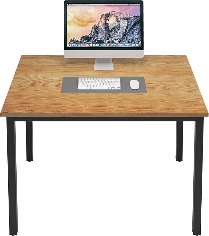 sogesfurniture 39.3 inches Sturdy Writing Desk for Small Spaces,Home Office Desk Computer Desk Gaming Desk Computer Table Sturdy Writing Workstation for Home Office, Teak+Black