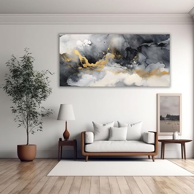 VOCBAN Office Wall Art Grey Wall Art for Bedroom Painting Canvas Prints Contemporary Picture Artwork for Home Living Room Bathroom Decor-60x120cm(24x45in) Unframed