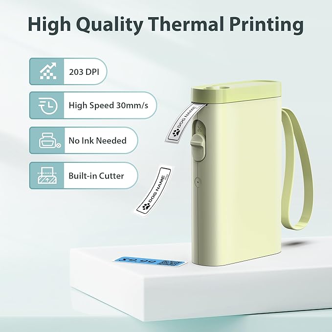 P21 Label Maker Machine with Tape, Bluetooth Label Printer Thermal Mini Label Makers with Built-in Cutter and Multiple Templates, Portable Printers for School, Office, Home Use-Dawn Yellow