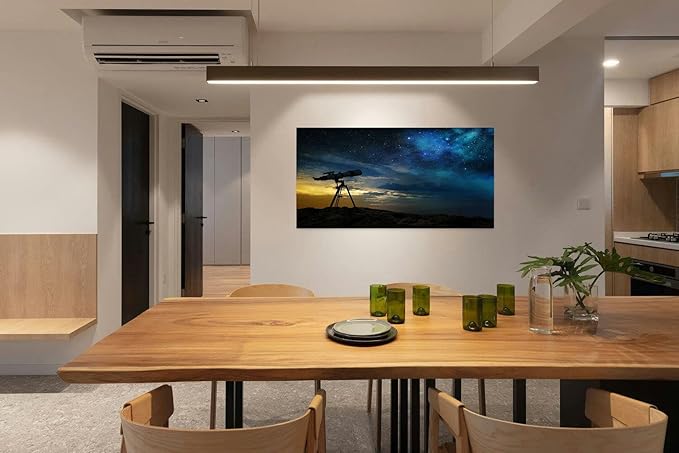 Canvas Wall Art for Living Room Bedroom Milky way at dawn and silhouette a telescope Big Large Wall Art Decor Framed Painting Wall Pictures Prints Artwork Office