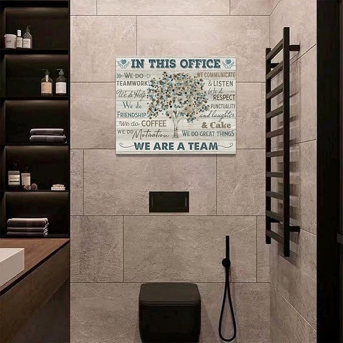 yerretin In this Office Wall Art Motivational Quotes Pictures Wall Decor for Office Inspirational We Are A Team Canvas Painting Room Decorations Artwork Framed Ready to Hang, 20"x16"