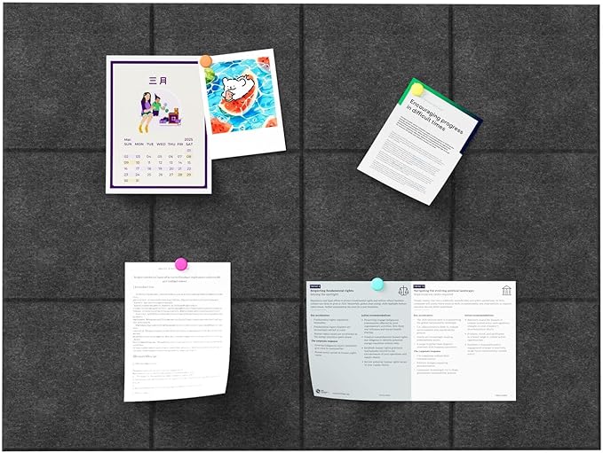 Large Cork Boards for Walls – 36" x 24" Self Adhesive Felt Wall Tiles, Ideal for Office Black Bulletin Board, Easy to Install Pin Board Photo Board