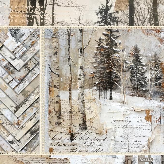 Scrapbook Paper Pad, 6x6 Inch, Single-Sided Decorative Craft Paper, 24 Sheets for Scrapbooking, Cardmaking & DIY Crafts - Winter Gray