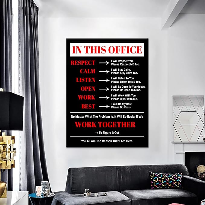 Motivational Office Wall Art Inspirational Canvas Wall Art In This Office Posters Wall Decor Print Entrepreneur Quote Wall Painting Picture Artwork for Bedroom Office Wooden Framed [30''Wx 40''H]